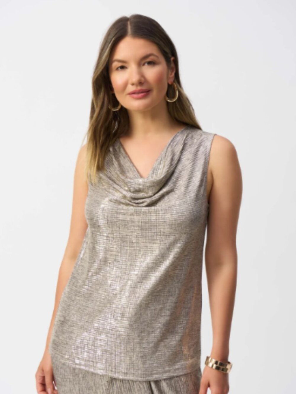 NWT! Joseph Ribkoff‎ Beige Gold Sleeveless Top Size 4 Ret $129 Formal